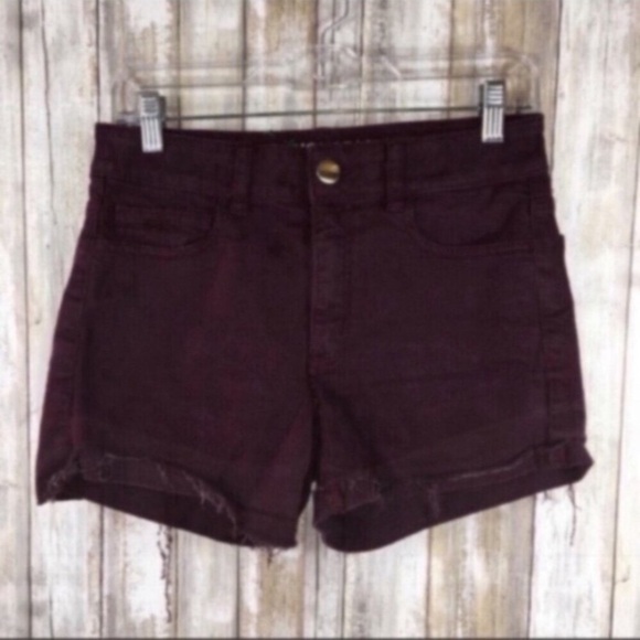 American Eagle Red High Rise Shortie Shorts - Picture 2 of 9
